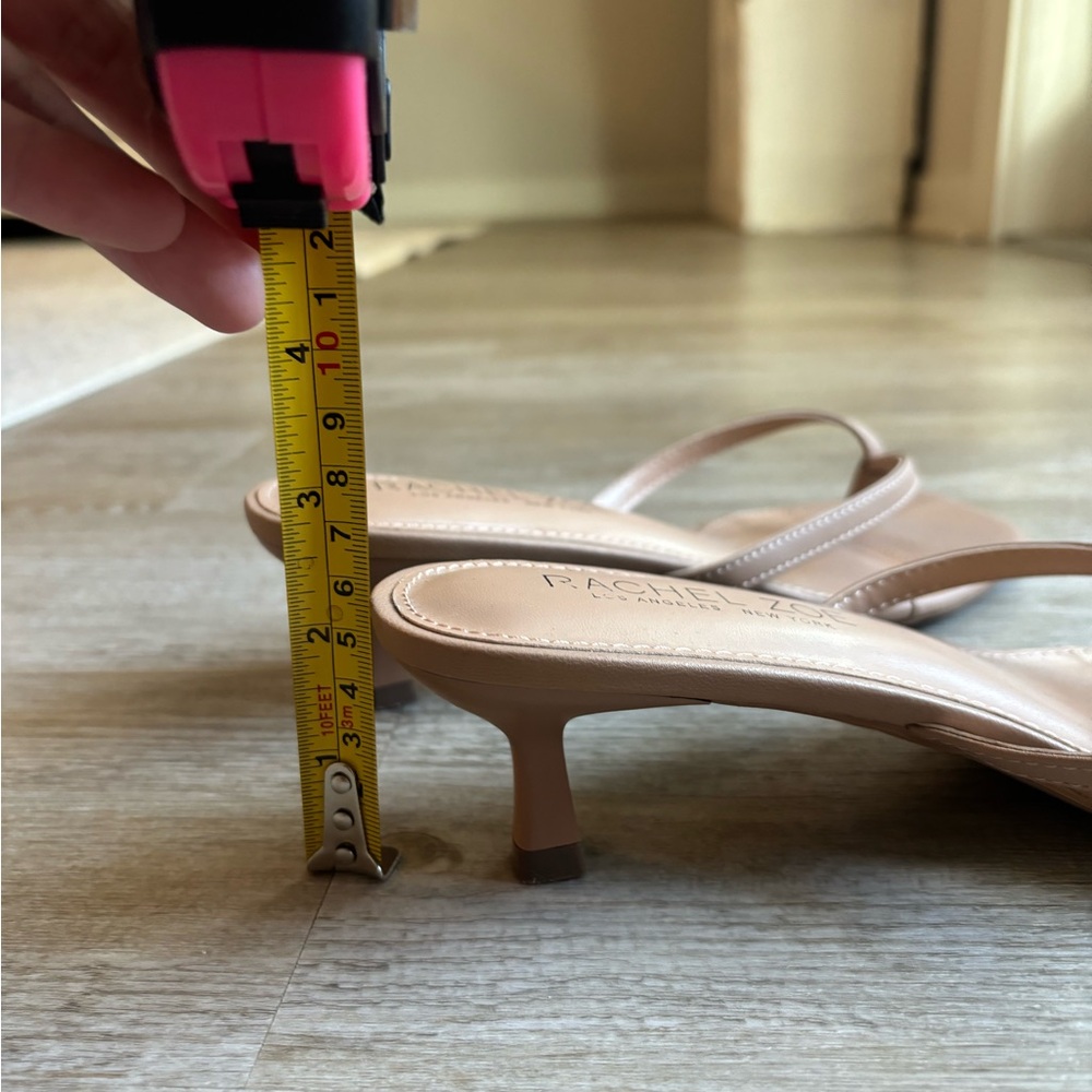 Rachel Zoe Nude Tan Thong Kitten Heel Sandals - Picture 6 of 6